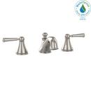 Deck Mount Widespread Bathroom Sink Faucet with Double Lever Handle in Polished Nickel