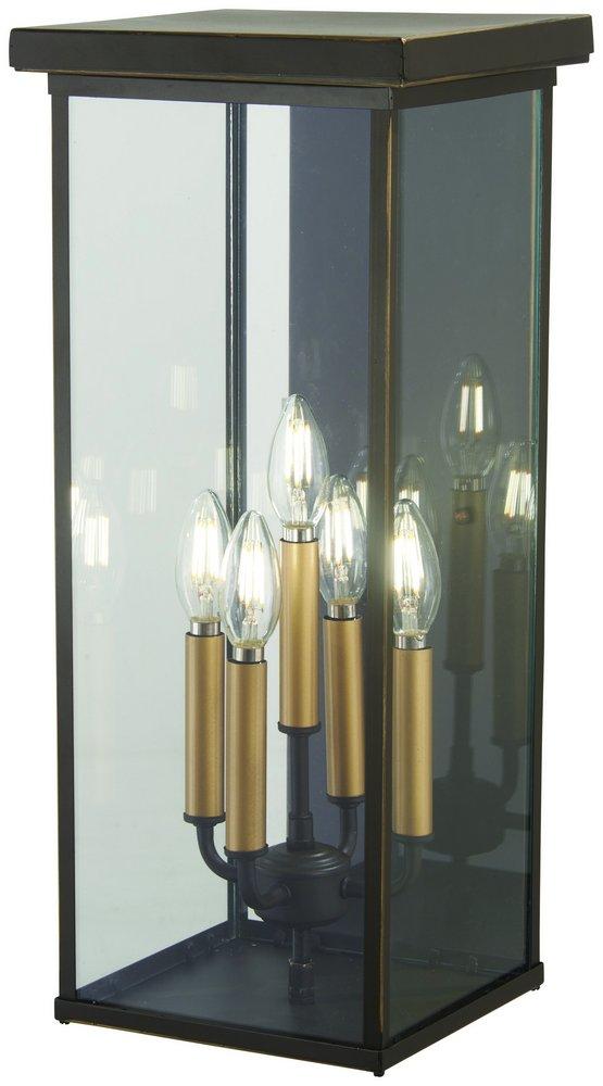 Minka Oil Rubbed Bronze/Gold Highlights 40W 5-Light Candelabra E-12 Outdoor Wall Sconce 