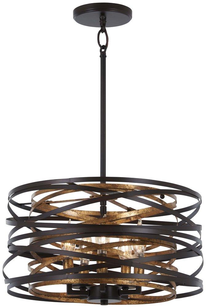 Minka Lavery Dark Bronze/Mosaic Gold 60W 5-Light Candelabra E-12 Incandescent Pendant 