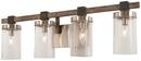 60W 4-Light Candelabra E-12 Vanity Fixture in Stone Grey with Brushed Nickel