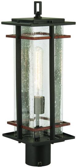 6-1/2 x 20-19/50 in. 60W Medium E-26 Incandescent 1-Light Outdoor Post Lamp in Black with Antique Copper