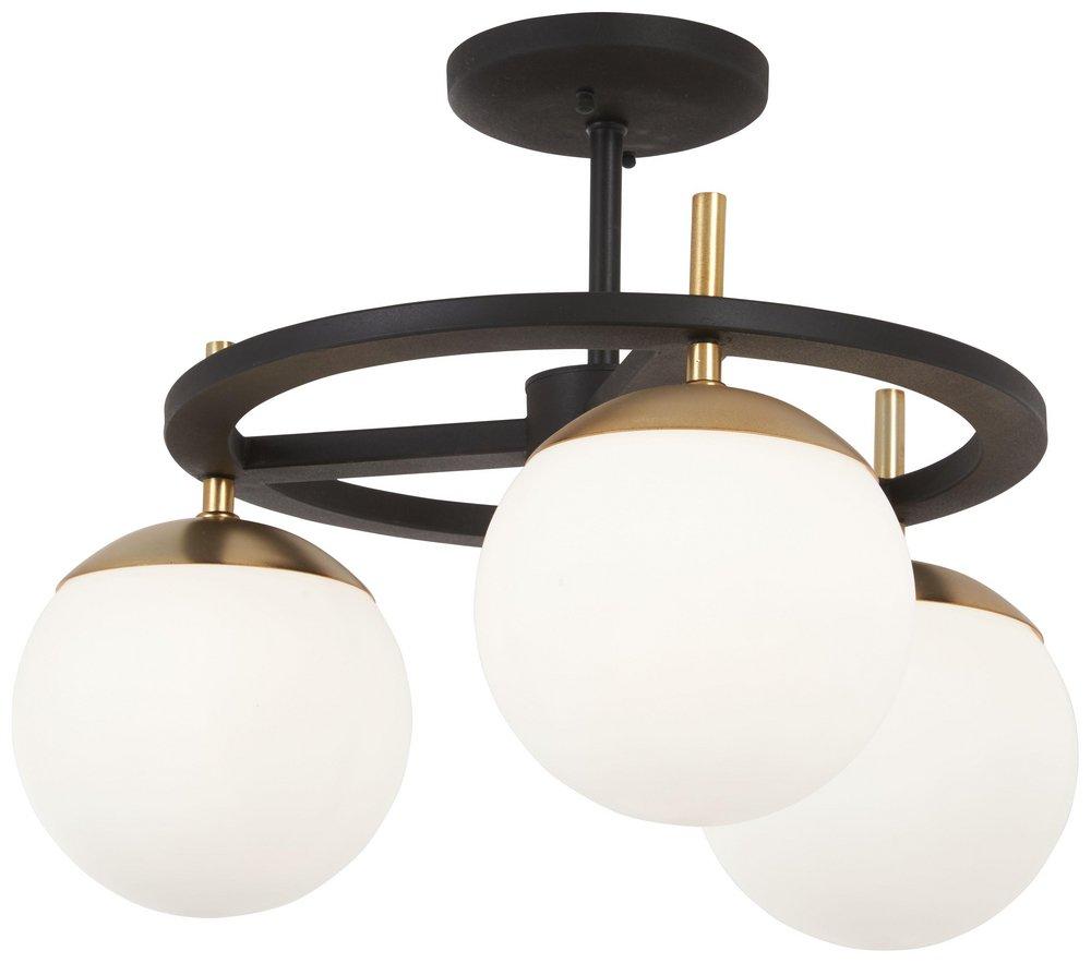 George Kovacs Weathered Black/Autumn Gold Accents 75W 3-Light Bi-Pin G9 Xenon Semi-Flush Mount Ceiling Fixture 