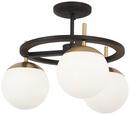 75W 3-Light Bi-Pin G9 Xenon Semi-Flush Mount Ceiling Fixture in Weathered Black with Autumn Gold Accents