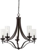 60W 5-Light Candelabra E-12 Chandelier in Downtown Bronze with Gold