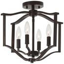 60W 4-Light Candelabra E-12 Semi-Flush Mount Ceiling Fixture in Downtown Bronze with Gold
