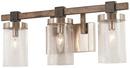 22-1/2 in. 60W 3-Light Candelabra E-12 T8 Vanity Fixture with Clear Seeded Glass in Stone Grey with Brushed Nickel