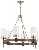 60W 6-Light Candelabra E-12 Incandescent Chandelier in Stone Grey with Brushed Nickel
