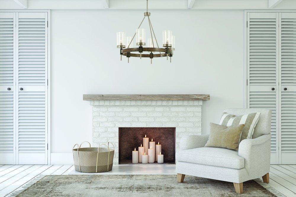 Minka Lavery Stone Grey 60W 6-Light Candelabra E-12 Incandescent Chandelier 