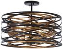 60W 5-Light Candelabra E-12 Semi-Flush Mount Ceiling Fixture in Dark Bronze with Mosaic Gold