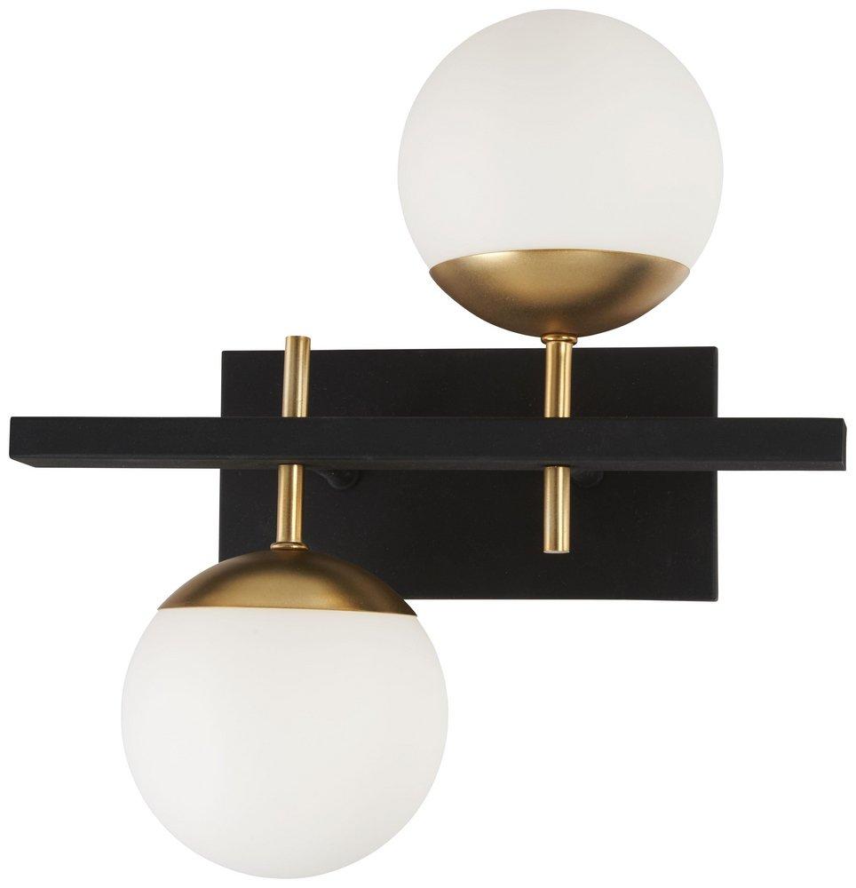 George Kovacs Weathered Black/Gold 16 x 15-1/4 in. 150W 2-Light Vanity Fixture 