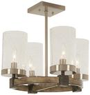 60W 4-Light Semi-Flush Mount Ceiling Fixture in Stone Grey with Brushed Nickel