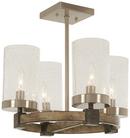 60W 4-Light Candelabra E-12 Semi-Flush Mount Ceiling Fixture in Stone Grey with Brushed Nickel