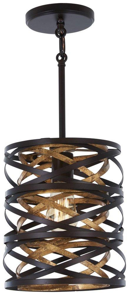 Minka Lavery Dark Bronze/Mosaic Gold 8-1/2 in. 60W 1-Light Medium E-26 Incandescent Pendant 