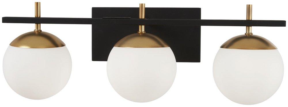 George Kovacs Weathered Black/Gold 24 in. 75W 3-Light Medium E-26 Xenon Vanity Fixture with Etched Opal Glass 