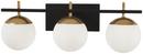 24 in. 75W 3-Light Medium E-26 Xenon Vanity Fixture with Etched Opal Glass in Weathered Black with Autumn Gold Accents