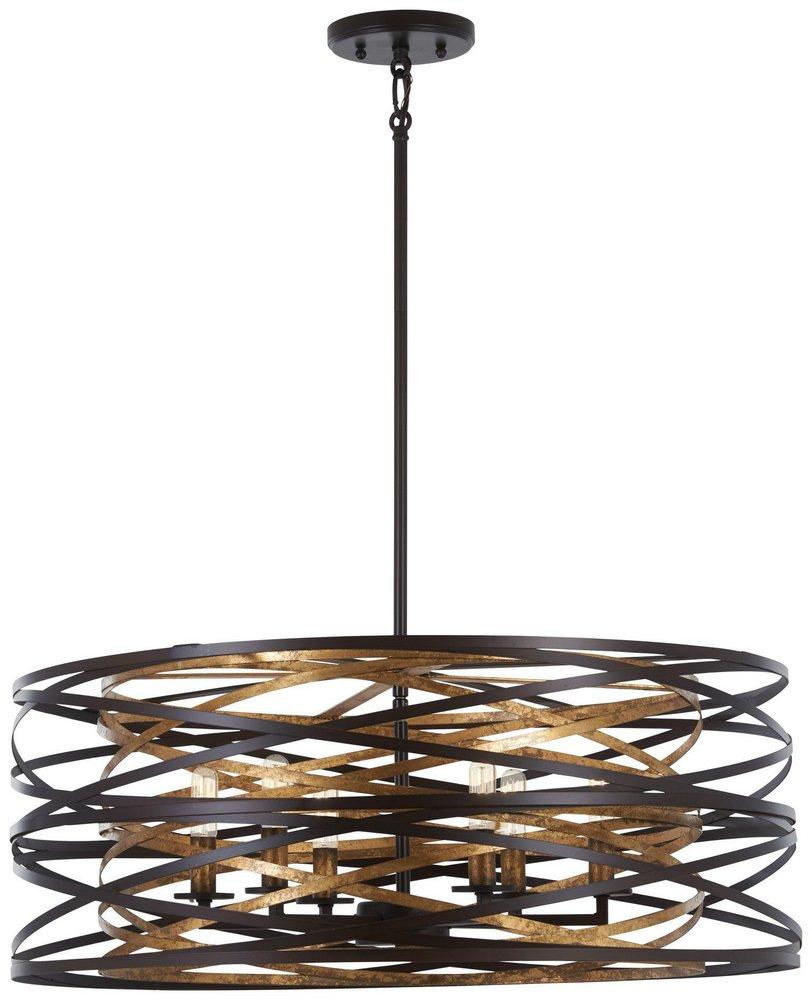 Minka Lavery Dark Bronze/Mosaic Gold 60W 6-Light Candelabra E-12 Incandescent Pendant 