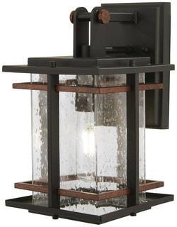 60W 1-Light Medium E-26 Incandescent Outdoor Wall Sconce in Black with Antique Copper