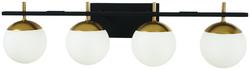 4-Light Vanity Fixture in Weathered Black with Gold
