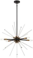60W 6-Light Candelabra E-12 Incandescent Pendant in Painted Bronze with Natural Brushed Brass