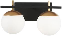 2-Light Vanity Fixture in Weathered Black with Gold