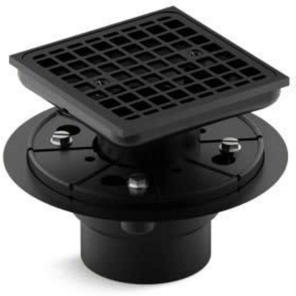 KOHLER Matte Black 2 - 3 in. PVC Tile-In Square Shower Drain 