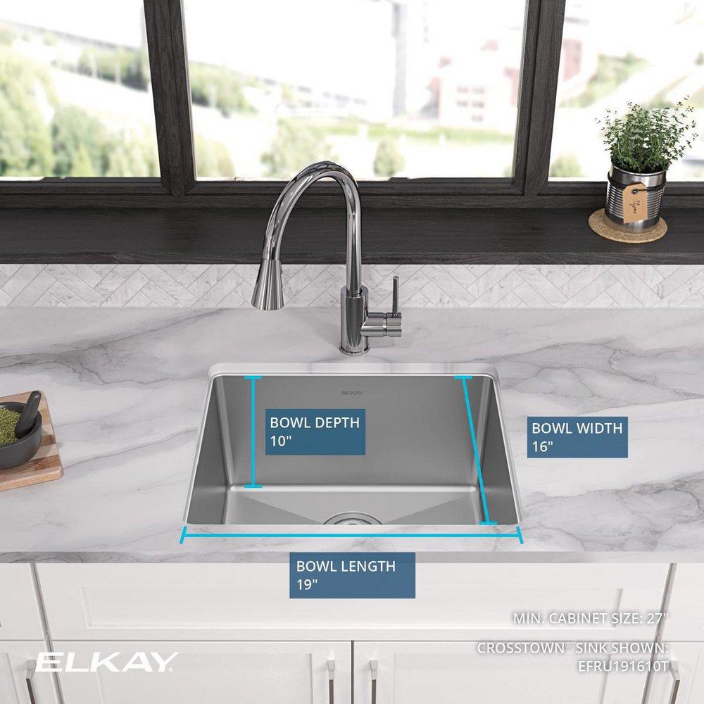 Elkay Polished Satin 21-1/2 x 18-1/2 in. No Hole Stainless Steel Single Bowl Undermount Kitchen Sink 