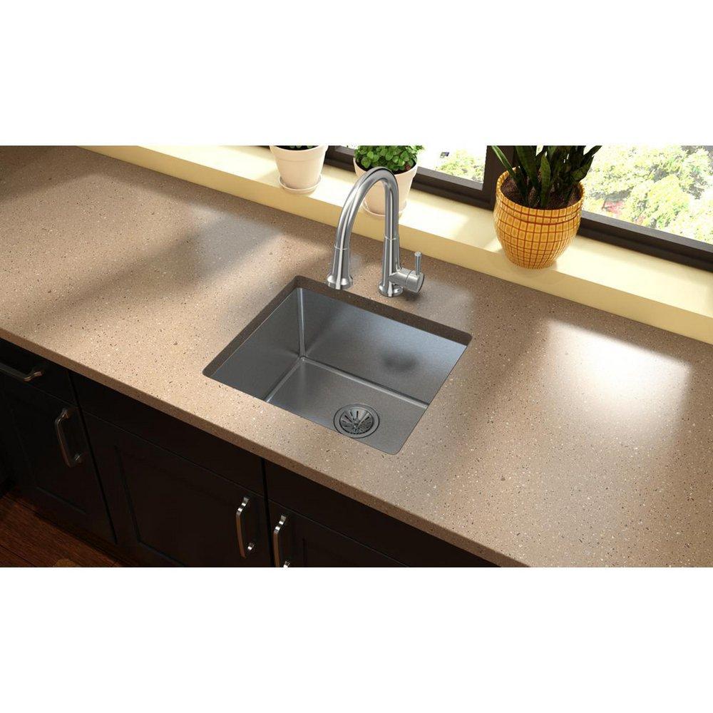 Elkay Polished Satin 21-1/2 x 18-1/2 in. No Hole Stainless Steel Single Bowl Undermount Kitchen Sink 