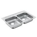 33 x 22 in. 3 Hole Stainless Steel Double Bowl Drop-in Kitchen Sink in Matte Stainless Steel