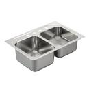 33 x 22 in. 4 Hole Stainless Steel Double Bowl Drop-in Kitchen Sink in Matte Stainless Steel