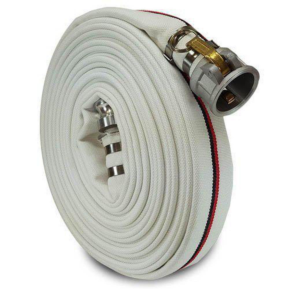 Hose Power White 50 ft. Male Camlock x Female Camlock Straight Aluminum and Polyester Single Jacket Mill Hose in White 