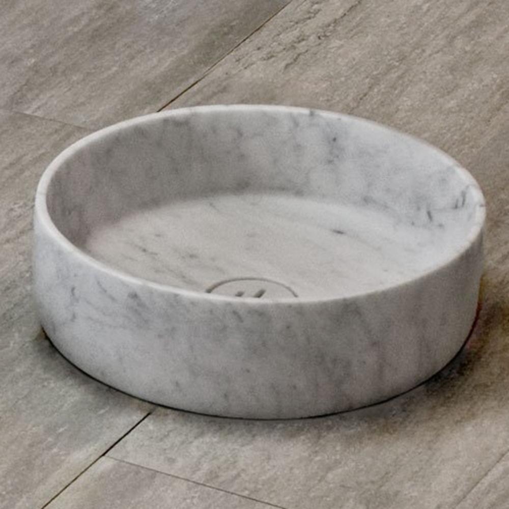 Stone Forest Honed Carrara Marble Vessel Mount Bathroom Sink 