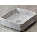 16 in. Vessel Mount Square Stone Bathroom Sink in Honed Carrara Marble