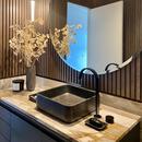 Stone Forest Antique Grey Limestone 16 x 16 in. 1-Bowl Contour Vessel Mount Round Lavatory Sink 