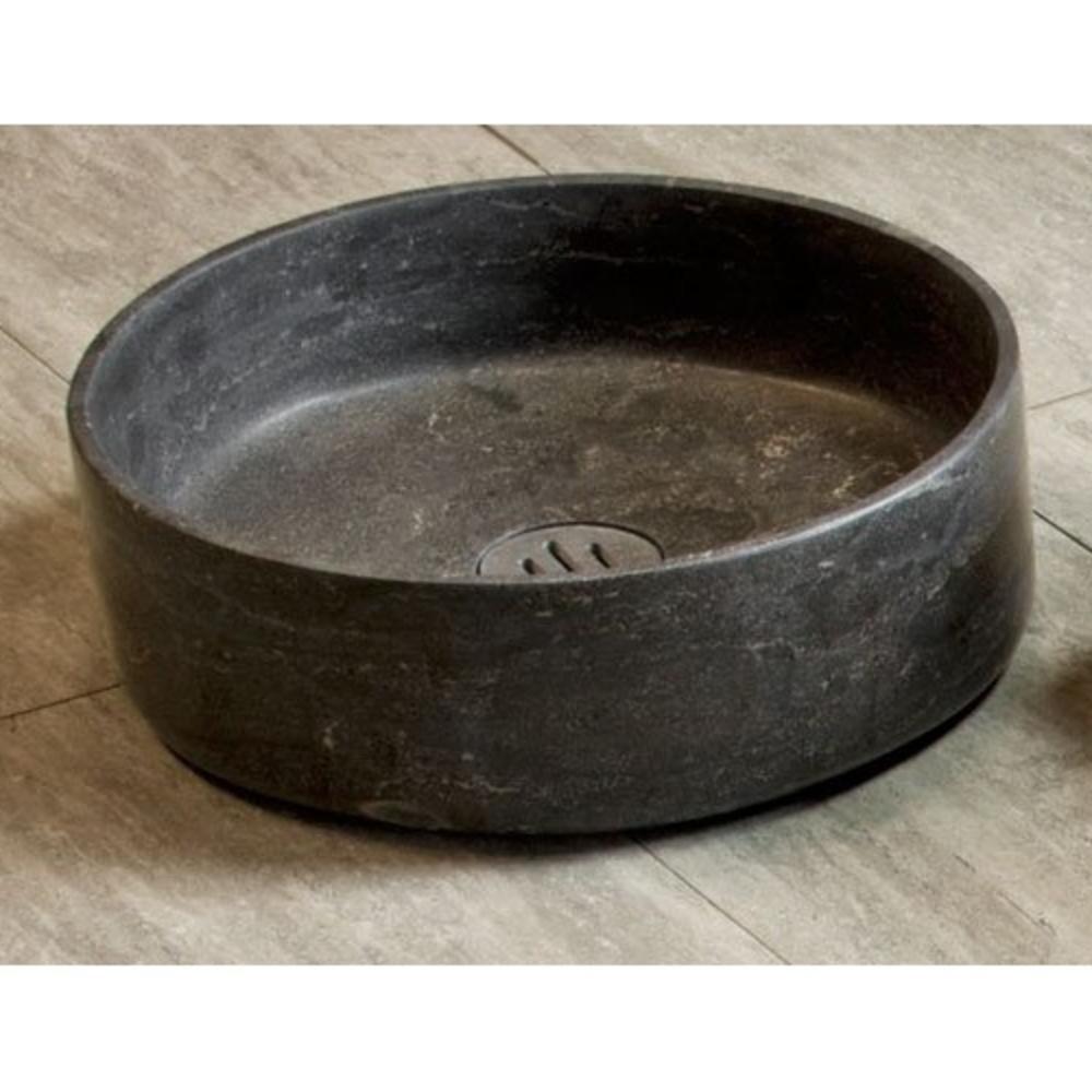 Stone Forest Antique Grey Limestone 16 x 16 in. 1-Bowl Contour Vessel Mount Round Lavatory Sink 