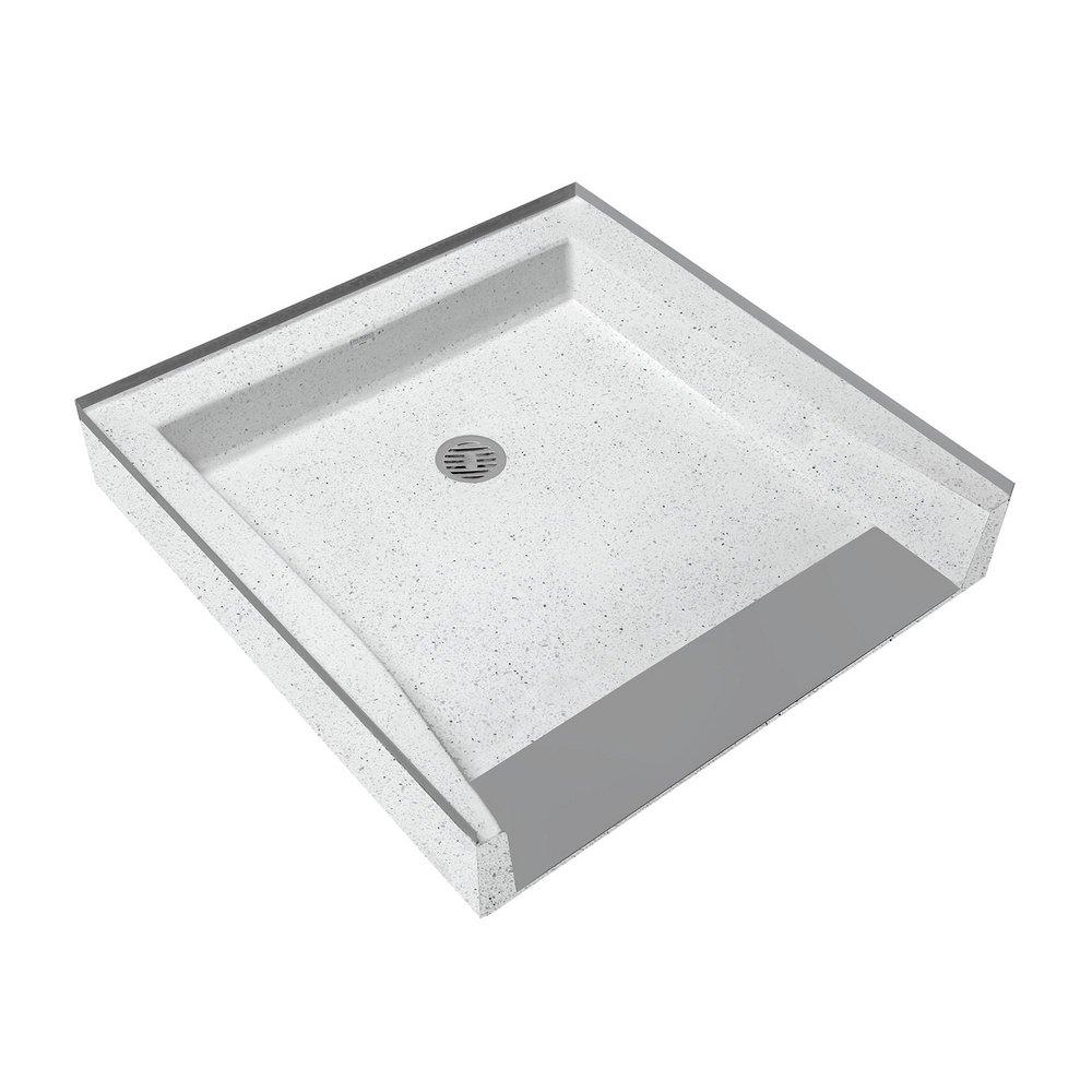 FIAT Products White/Black 36 x 36 in. Terrazzo Shower Base with Centre Drain 