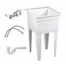 FIAT Products White 24 x 20 in. 4-Hole 1-Bowl Wall Mount Fiberglass Reinforced Plastic Square Laundry Tub 