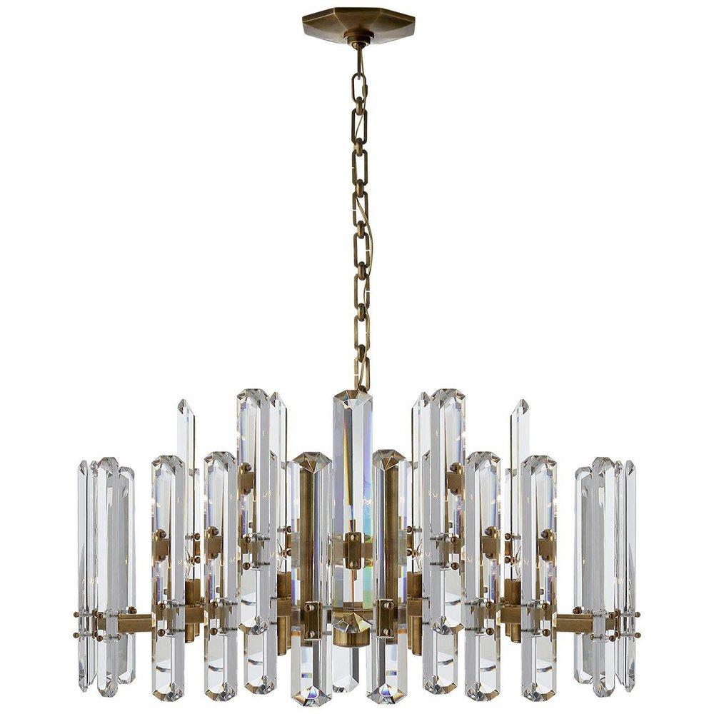 Visual Comfort & Co. Signature Hand-Rubbed Antique Brass 15-1/4 x 32 in. 40W 1-Tier 18-Light Modern Chandelier 