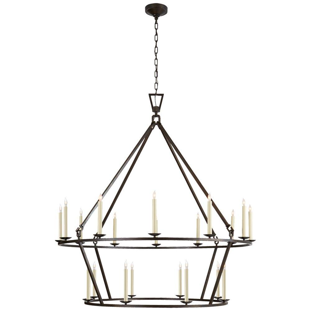Visual Comfort & Co. Signature Aged Iron 25W 20-Light Candelabra E-12 Incandescent Chandelier 