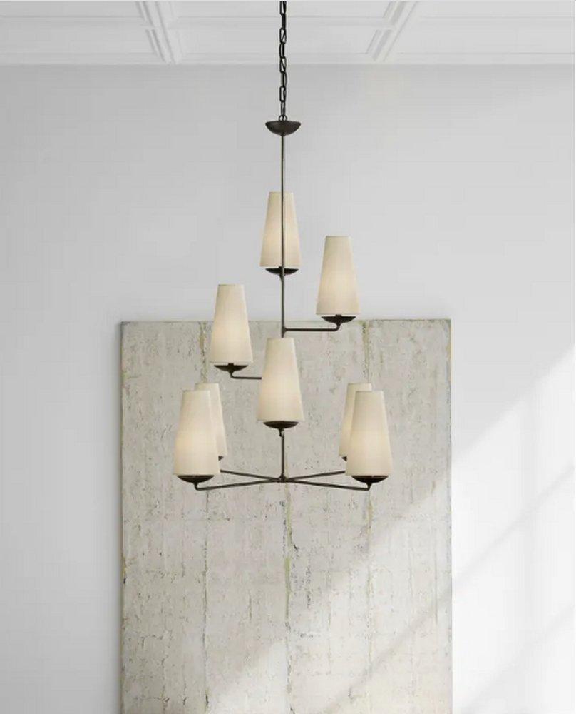 Visual Comfort & Co. Signature Aged Iron 45-1/4 x 34-1/4 in. 40W 1-Tier 8-Light Modern Chandelier 