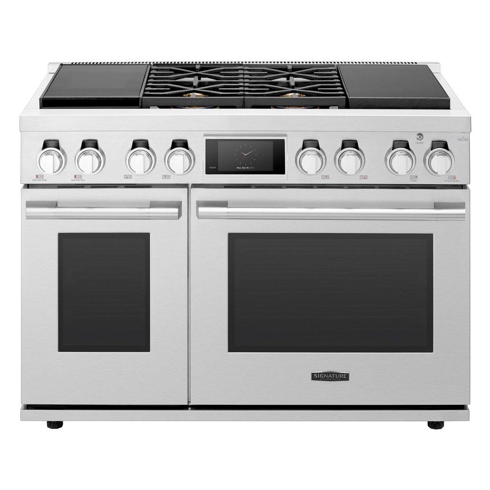 Signature Kitchen Suite Stainless Steel 47-7/8 in. Gas 6-Burner Sealed Slide-in Range 