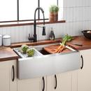32-1/2 x 21-3/4 in. Stainless Steel Single Bowl Farmhouse Workstation Kitchen Sink in Brushed Stainless Steel