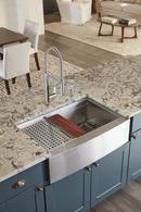 Signature Hardware Brushed Stainless Steel 32-1/2 x 21-3/4 in. Stainless Steel Single Bowl Farmhouse Workstation Kitchen Sink 