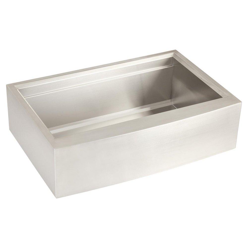 Signature Hardware Brushed Stainless Steel 32-1/2 x 21-3/4 in. Stainless Steel Single Bowl Farmhouse Workstation Kitchen Sink 