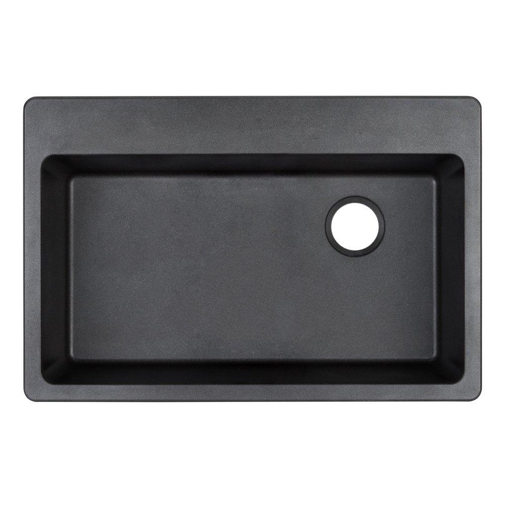 Signature Hardware Black 33 x 22 in. No Hole Composite Single Bowl Dual Mount Kitchen Sink 