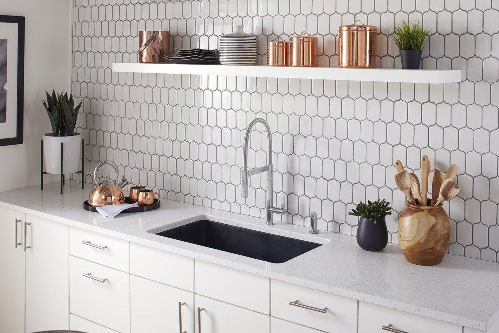 Signature Hardware Black 33 x 22 in. No Hole Composite Single Bowl Dual Mount Kitchen Sink 