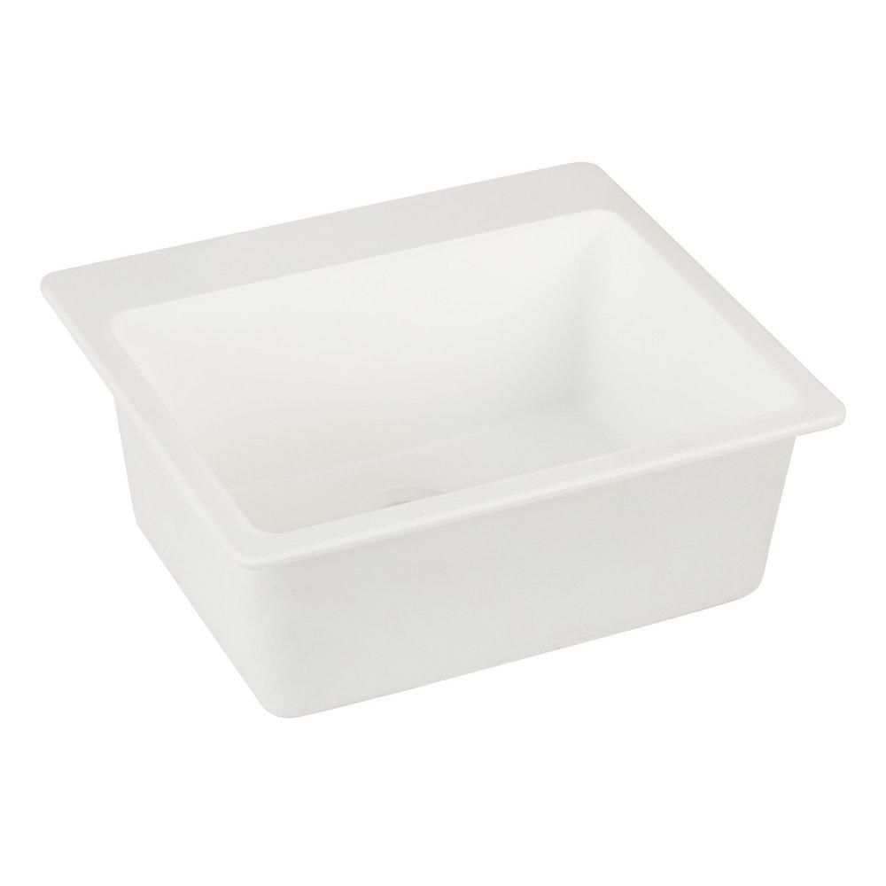 Signature Hardware White 25 x 22 in. No Hole Granite Composite Single Bowl Dual Mount Kitchen Sink 