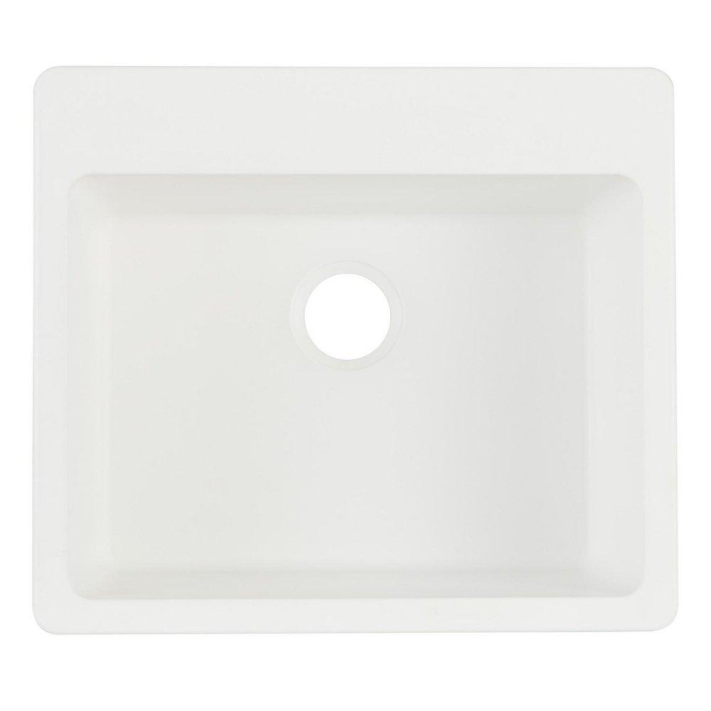 Signature Hardware White 25 x 22 in. No Hole Granite Composite Single Bowl Dual Mount Kitchen Sink 