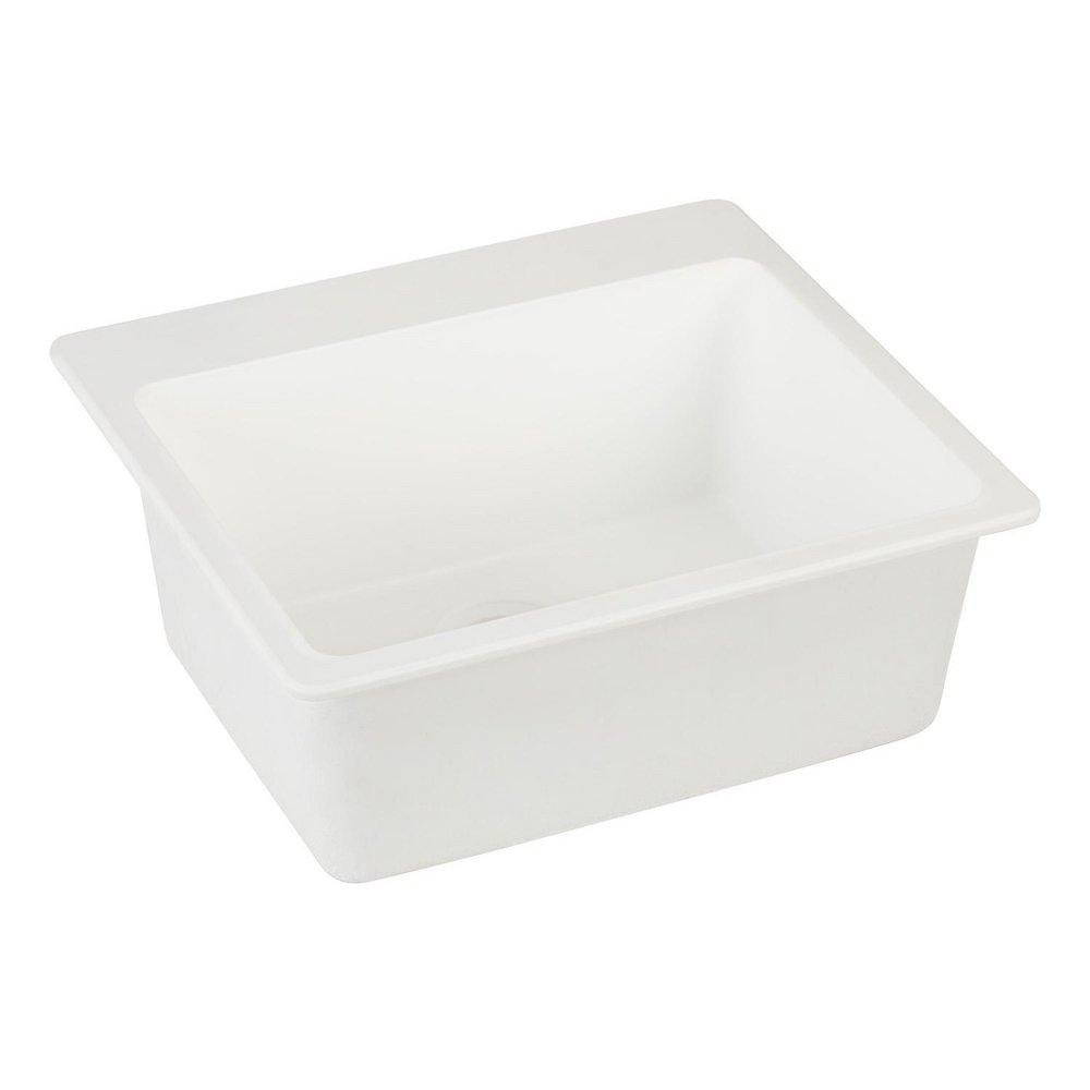 Signature Hardware White 25 x 22 in. No Hole Granite Composite Single Bowl Dual Mount Kitchen Sink 