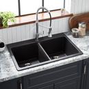 Signature Hardware Black 33 x 22 in. No Hole Composite Double Bowl Dual Mount Kitchen Sink 