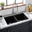Signature Hardware Black 33 x 22 in. No Hole Composite Double Bowl Dual Mount Kitchen Sink 
